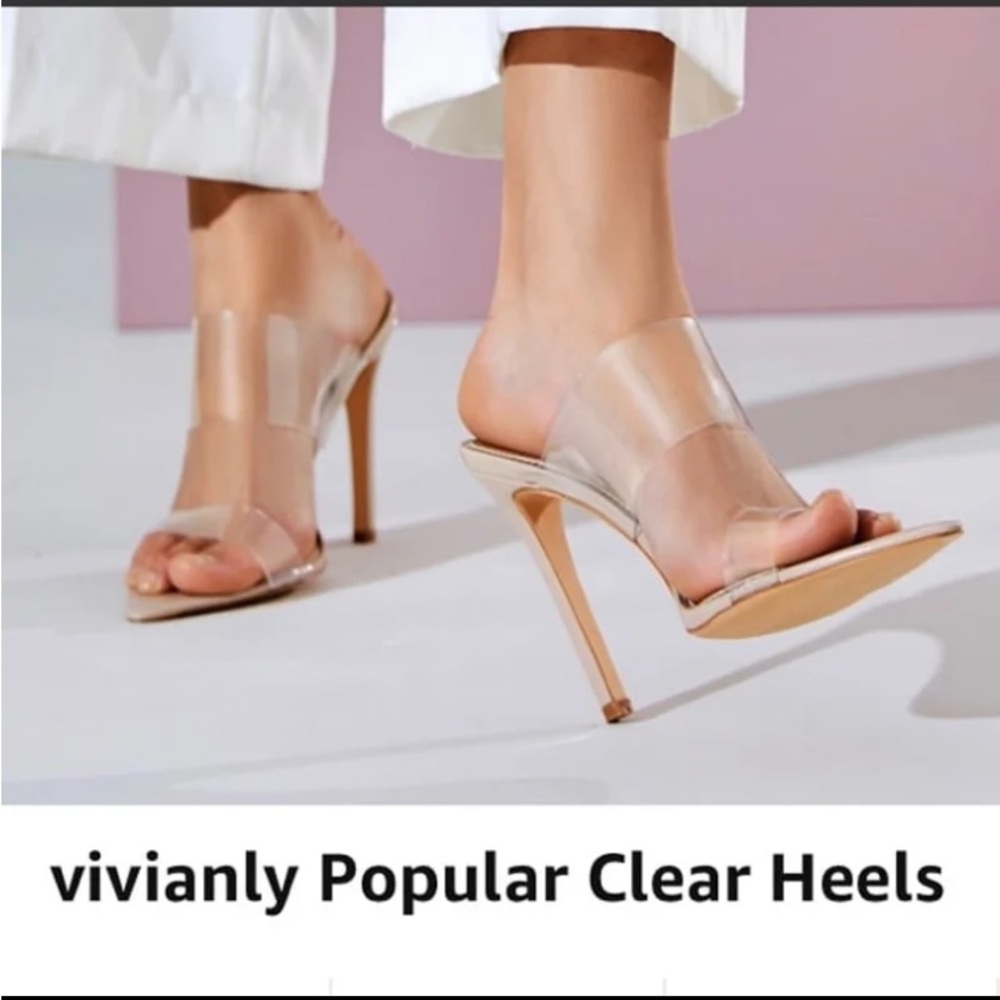 Vivianly Nude Clear Heels